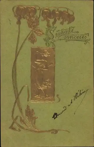 Künstler Ak Souhaits sinceres, Blumen