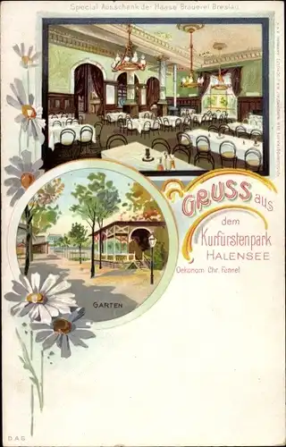 Litho Berlin Wilmersdorf Halensee, Kurfürstenpark, Garten