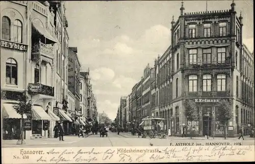 Ak Hannover in Niedersachsen, Hildesheimerstraße, Handlung E. Erdmann, H. Voigt, Pferdestraßenbahn