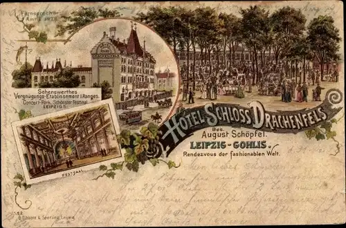 Litho Gohlis Leipzig in Sachsen, Hotel Schloss Drachenfels