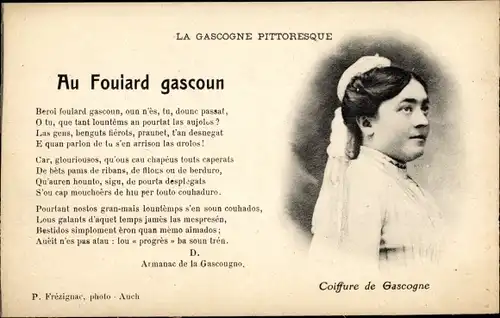Ak Gedicht Ak Au Foulard gascoun, Coiffure de Gascogne
