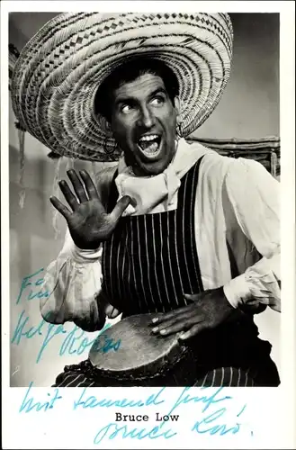 Ak Schauspieler Bruce Low, Portrait, Hut, Autogramm