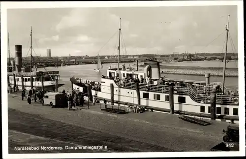 Ak Nordseebad Norderney Ostfriesland, Dampferanlagestelle