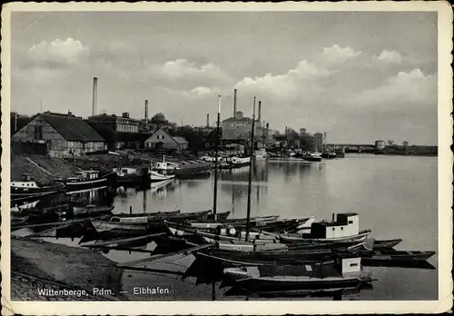 Ak Wittenberge an der Elbe, Elbhafen