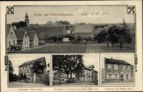 Ak Erbes Büdesheim in Rheinhessen, Gutsbesitzer W. Lawall, Schuhwarengeschäft Peth