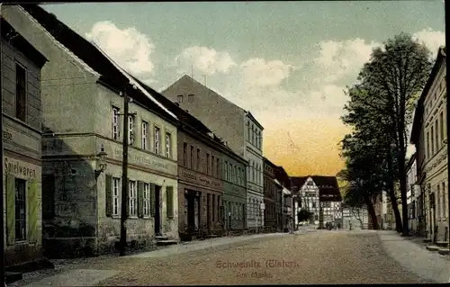 Ak Schweinitz Jessen an der Schwarzen Elster Kreis Wittenberg, Strassenansicht am Markt, Spielwaren