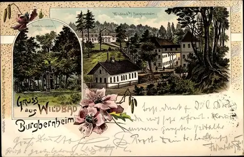 Litho Wildbad Burgbernheim Mittelfranken Bayern, Teufelshäuschen, Teilansicht