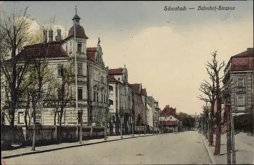 Ak Schwabach in Mittelfranken Bayern, Bahnhof-Straße