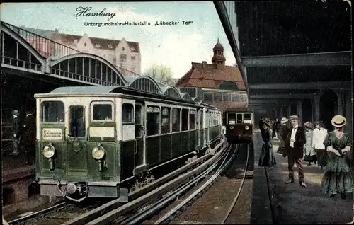 Ak Hamburg Mitte St. Georg, An der U Bahn Haltestelle Lübecker Tor, Gleise