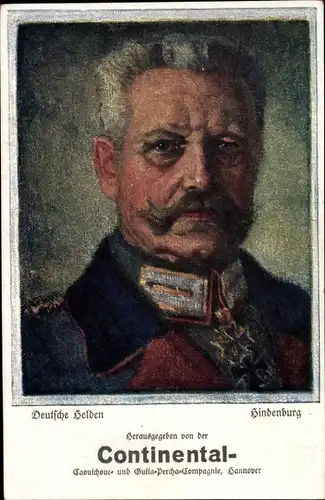Künstler Ak Deutsche Helden Generalfeldmarschall Paul von Hindenburg,Continental