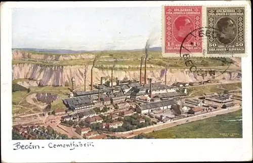 Künstler Ak Beočin Serbien, Zementfabrik