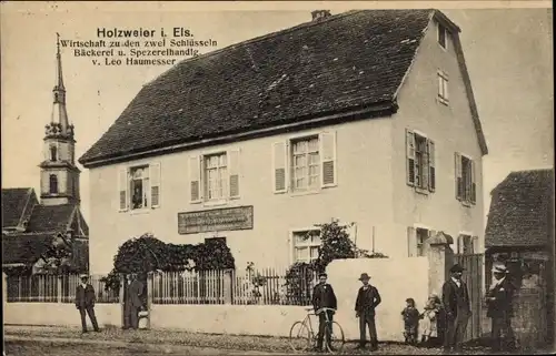 Ak Holtzwihr Holzweier Elsass Haut Rhin, Gasthaus zu den zwei Schlüsseln