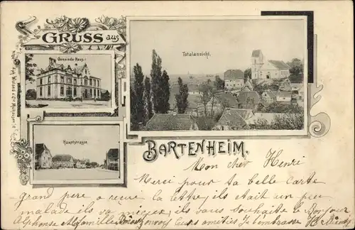 Ak Bartenheim Elsass Haut Rhin, Gemeindehaus, Totalansicht