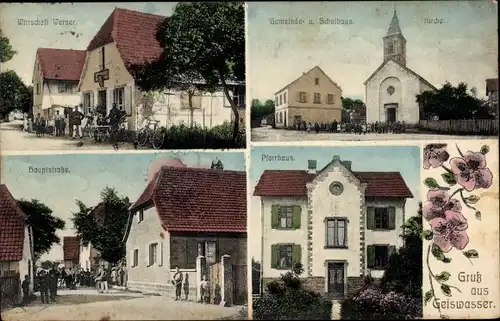 Ak Geiswasser Elsass Haut Rhin, Gemeindehaus, Schule, Pfarrhaus, Gasthaus