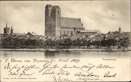 Ak Prenzlau in der Uckermark, Gesamtansicht der Stadt, Kirche