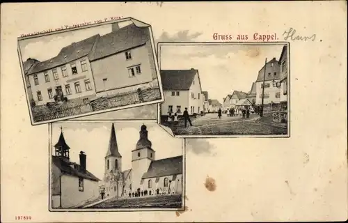 Ak Cappel Kappel Hunsrück, Gastwirtschaft, Kirche