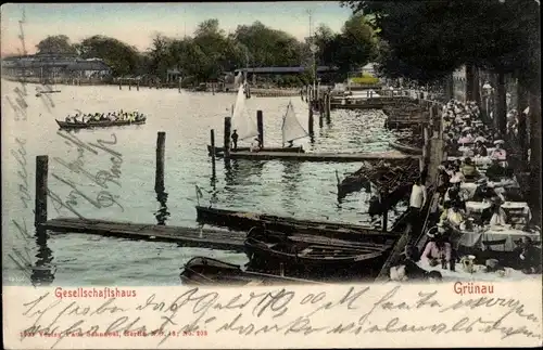 Ak Berlin Köpenick Grünau, Gesellschaftshaus, Anlegestelle