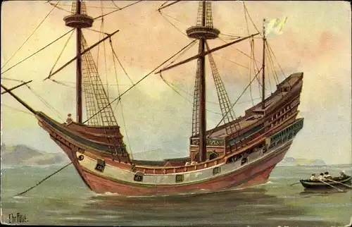 Künstler Ak Rave, Chr., Marine Galerie 101, Französisches Handelsschiff aus dem 16. Jahrhundert