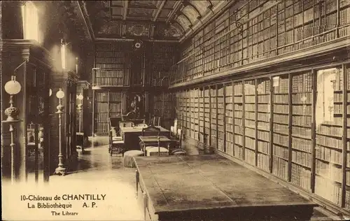 Ak Chantilly-Oise, Chateau de Chantilly, die Bibliothek