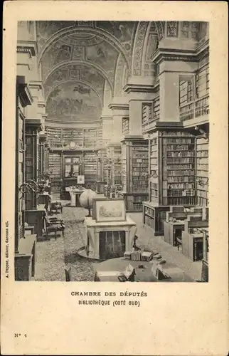 Ak Paris VII., Abgeordnetenkammer, Bibliothek