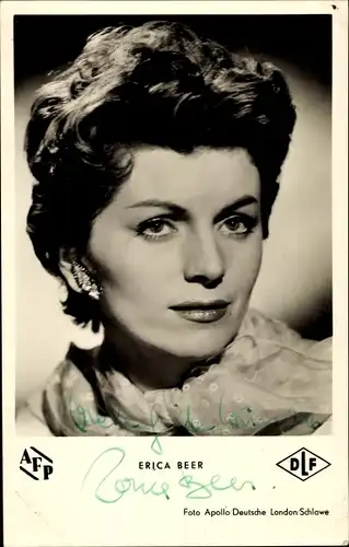 Ak Schauspielerin Erica Beer, DLF, AFP, Portrait, Autogramm