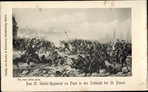 Künstler Ak Göth, Th. v., II. Garde Regiment zu Fuß, Schlacht bei St. Privat 1870