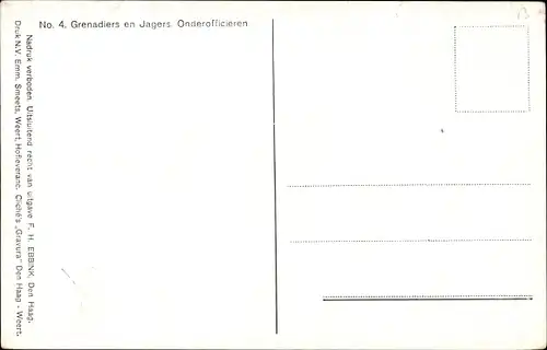 Ak Niederländische Soldaten in Uniformen, Grenadiers en Jagers, Onderofficieren