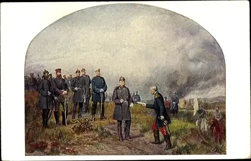 Passepartout Künstler Ak Steffeck, Nach der Schlacht bei Sedan 1870