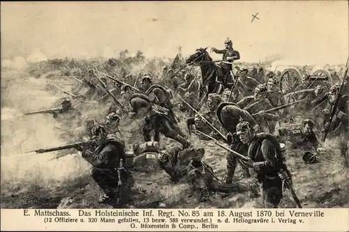 Künstler Ak Mattschass, Verneville Moselle, Holsteinisches Infanterie Regiment 85, 1870