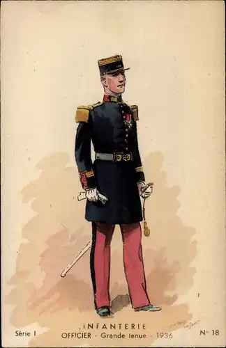 Künstler Ak Infanterie, Offizier, Volluniform 1936