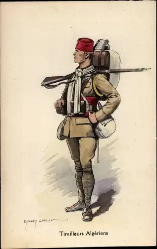 Künstler Ak Tirailleur Algerier