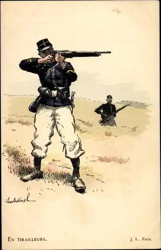 Künstler Ak In Skirmishers