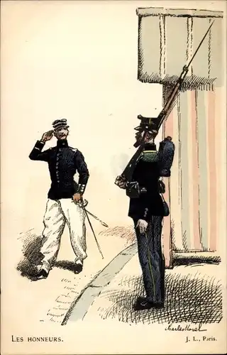 Künstler Ak Honors, französische Soldaten