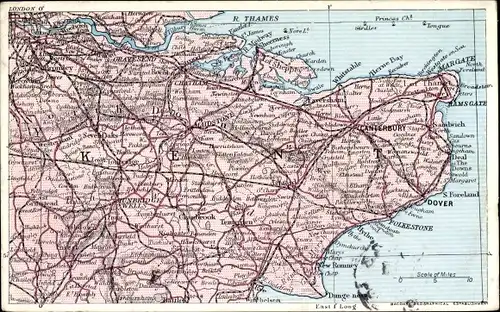 Landkarten Ak Ramsgate Kent England, Canterbury, Folkestone, Dover