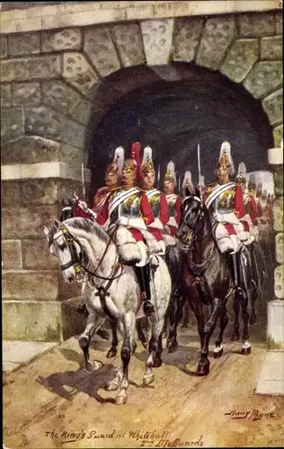Künstler Ak Payne, H., London, King's Guard at Whitehall, 2nd Life Guards, Tuck Series III. Nr. 9587