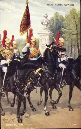 Künstler Ak Leigh, Conrad, London City, Royal Horse Guards, Changing the Guard