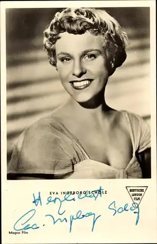 Ak Schauspielerin Eva Ingeborg Scholz, Portrait, Pension Schöller, Autogramm
