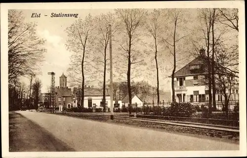 Ak Elst Gelderland Niederlande, Stationsweg