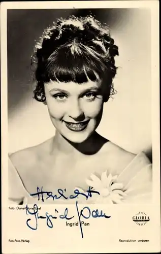 Ak Schauspielerin Ingrid Pan, Portrait, Autogramm