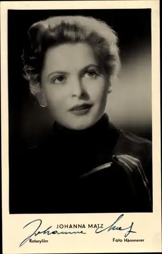 Ak Schauspielerin Johanna Matz, Portrait, Autogramm