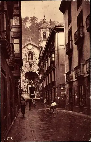 Ak Donostia San Sebastian Baskenland, Calle Mayor, Eglise Ste Maria