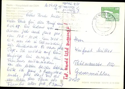 Ak Berlin, Marx Engels Brücke, Fernsehturm, Palast der Republik