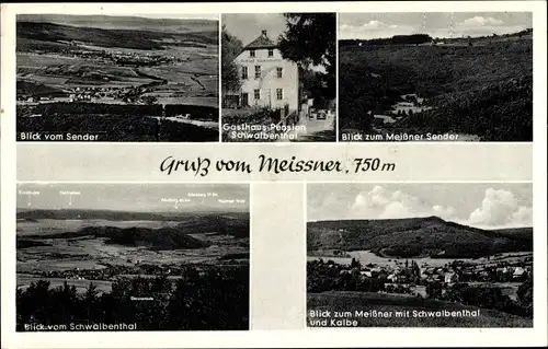 Ak Berkatal in Hessen, Hoher Meißner, Blick vom und zum Sender, Gasthaus Schwalbenthal