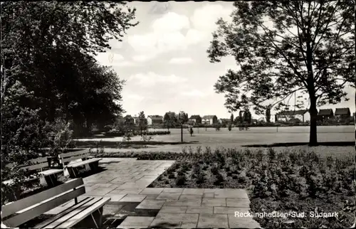 Ak Recklinghausen im Ruhrgebiet, Südpark, Sitzbänke