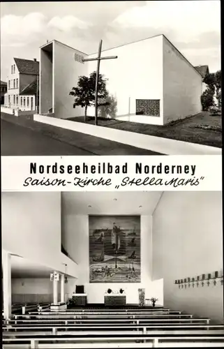 Ak Norderney in Ostfriesland, Saison Kirche Stella Maris, Inneres