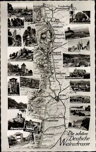 Landkarten Ak Neustadt an der Weinstraße, Bergzabern, Klingenmünster, Edenkoben, Deidesheim