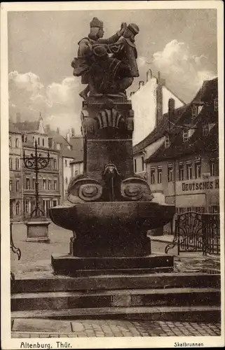 Ak Altenburg in Thüringen, Skatbrunnen, Hotel Deutsches Haus