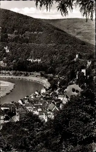 Ak Neckarsteinach in Hessen, Gesamtansicht, Burgen