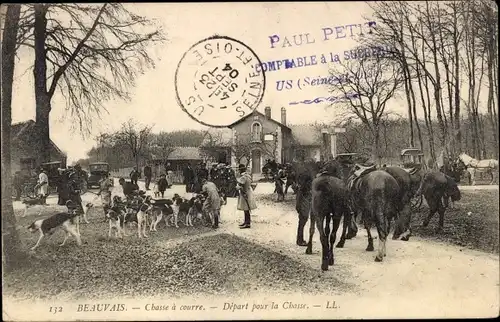 Ak Beauvais Oise, Jagdhunde, Abfahrt zur Jagd