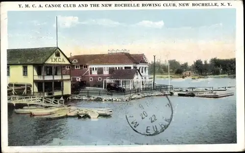 Ak New Rochelle New York USA, YMCA Kanu Club, Ruderclub